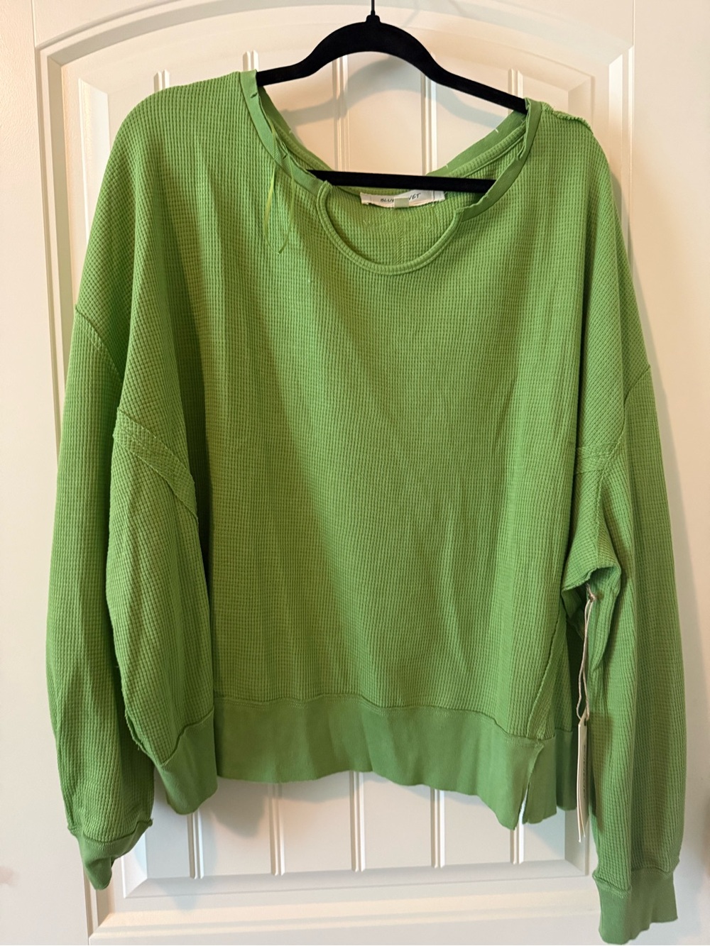 Madewell Green Waffle-Knit Long-Sleeve Top